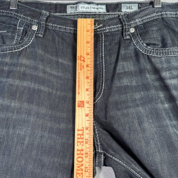 BKE Tyler Jeans Mens 34L Black Straight Leg Stretch Denim Western Grunge 36x33 - Picture 6 of 13